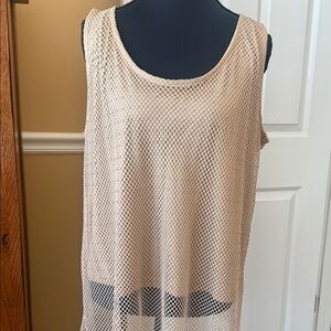 Beige Mesh Tank Top